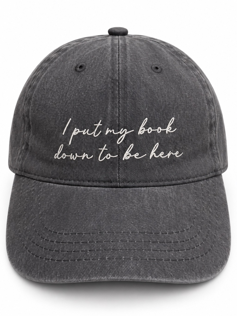 Barnes & Noble Charcoal Baseball Cap with White Script